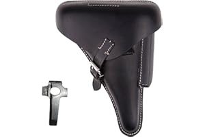 WWII German P08 Luger Pistol Holster - Black-Brown with Tools (Black)