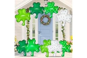 Jetec 12 Pcs 16'' 24'' Inflatable St. Patrick's Day Shamrock Decorations Shamrock Inflatables Outdoor Decor Hanging PVC Shamrock Large Blow up Lucky Shamrock for Yard, Garden, Lawn, Party(16'', 16'')