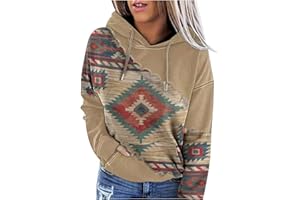 SMIDOW Women's Western Aztec Ethnic Style Hooded Sweatshirts Casual Folk Pullover Long Sleeve Pocket Hoodies