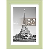 upsimples 5x7 Picture Frame, Display Pictures 4x6 with Mat or 5 x 7 Without, Wall Hanging Photo Frames, Green, 1 Pack