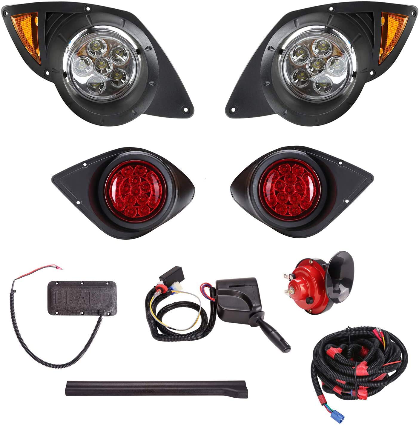 10L0L Golf Cart Light Kit for Yamaha G29 Drive 2007-up, Headlights Taillights Turn Signals Hazard Brake Lights Horn