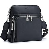 Roulens Crossbody Purse for Women Vegan Leather Medium Crossbody Wallet Bag for Travel Women Shoulder Handbags with Tassel