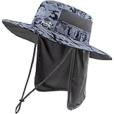 BASSDASH UPF 50+ Sun Fishing Hat Water Resistant with Detachable Neck Flap