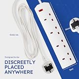 Desiretech White 4 Gang Extension Lead 1m UK Plug Wall Mountable view 3