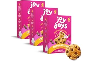 Joydays Chocolate Chip Cookies, Low Sugar, Healthy Snacks for Adults and Kids, Snack Packs, Low Glycemic Soft Baked Cookie for Breakfast or Dessert, 3g Protein, 3g Sugar, 5g Fiber, 18 Pack, 36 Cookies
