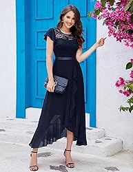 BeryLove Prom Dresses for Women Wedding Guest Ruffe
