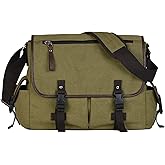 Vintage Canvas 15.6 inch Laptop Messenger Bag for Men Women, College Computer Satchel Shoulder Bag Travel Office Briefcases
