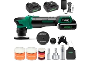 BATOCA S4 Cordless Rotary & DA Polisher Kit for Interior & Exterior Car Detailing, Brushless, 2.5Ah 2 Batteries, 1,3" Pads, Green