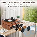 Udreamer Record Player with Dual 10W Speakers Bluetooth 5.3 3 speeds Brown view 4