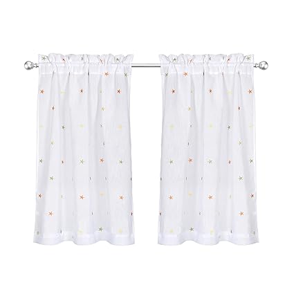 Buy Voilybird Alta Kitchen Curtains 36 Inch Length Set Linen Sheer