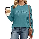 Cat Mom Shirts for Women Cat Mama T-Shirts Pet Lover Gifts Shirts Funny Cat Graphic Tees Shirts Long Sleeve