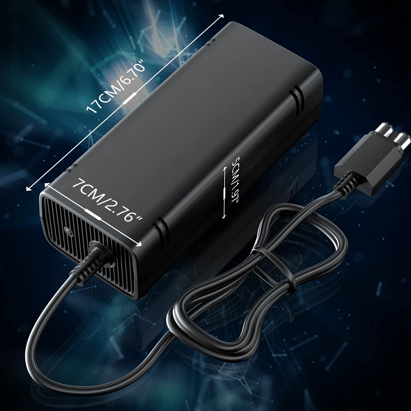 Power Supply for Xbox 360 Slim With Cord, [2022 Enhanced Quieter Version] AC Adapter Brick Replacement Charger for Xbox 360 Slim Console