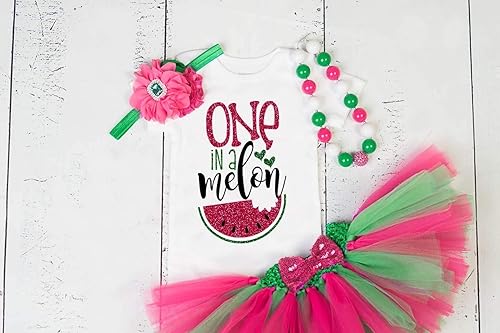 one in a melon first birthday outfit