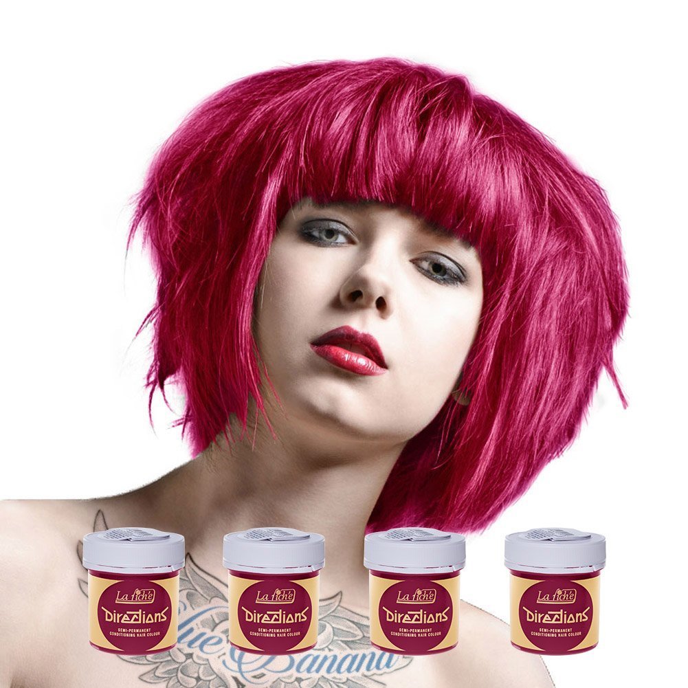 La Riche Directions - Set of 4 Flamingo Pink Semi-Permanent Hair Colour - 88ml Jars
