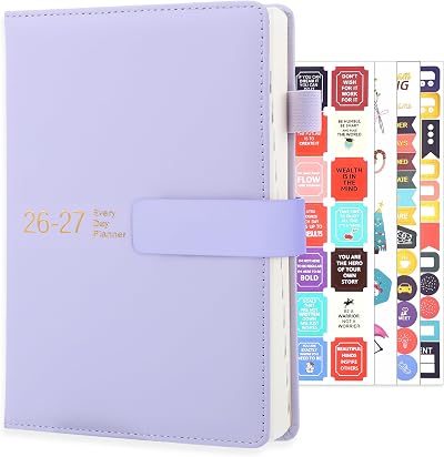 Thboxes Academic Diary 2026-2027 A5 Day A Day Purple Leather PU 8.3x5.5