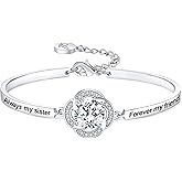 Aihitero Valentines Day ‘Badass Sister’ Gifts, ‘Always My Sister Forever My Friend’ Bangle Bracelet, ‘Not Sisters by Blood But Sisters by Heart’ Women Jewelry, Xmas Birthday Presents from Brother BFF