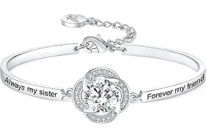 Aihitero Birthday ‘Badass Sister’ Gift, ‘Always My Sister Forever My Friend’ Bangle Bracelet, ‘Not Sisters by Blood But Sisters by Heart’ Women Jewelry Present from Brother BFF