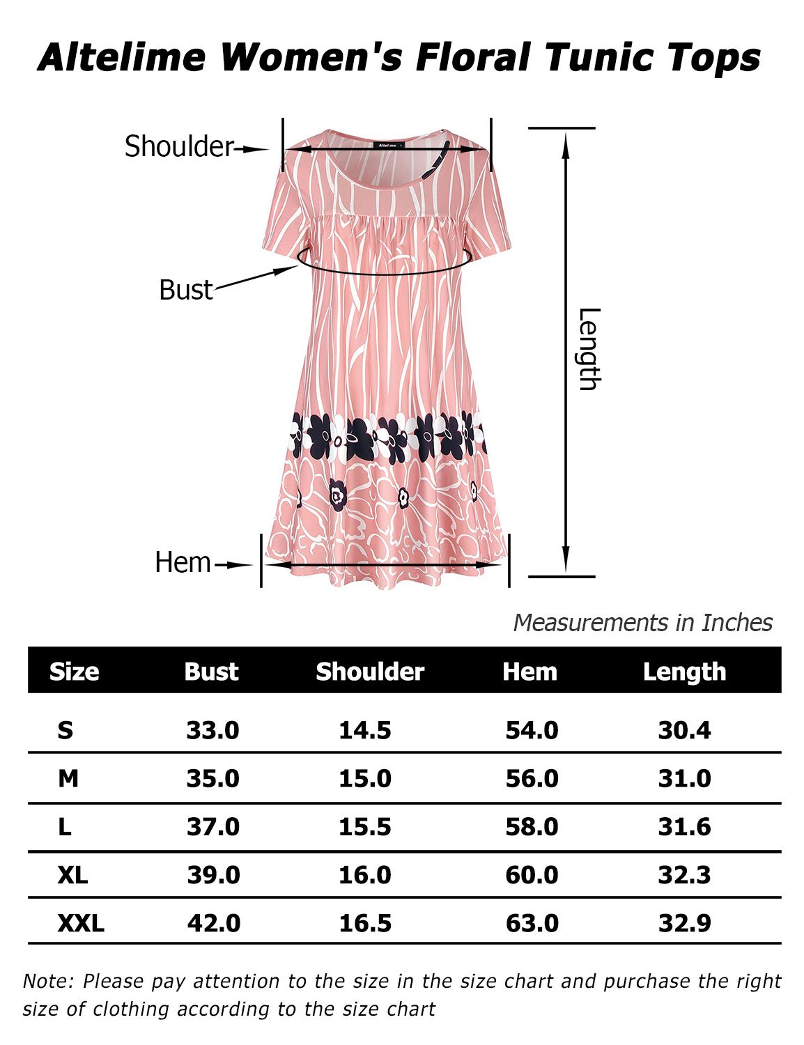 Altelime Printed Tunic Tops for Women, Short Sleeve Shirts Scoop Neck Floral Printed Tunic Blouses for Leggings for Women Casual Summer Clothes (Black,XXL)