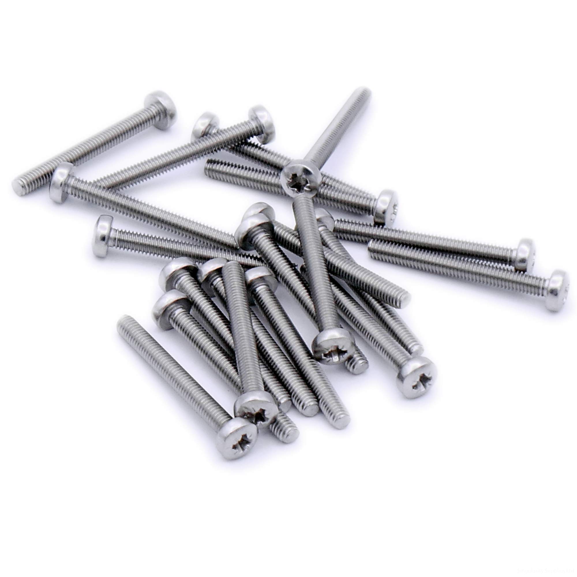 M5 (5mm x 22mm) Pozi Pan Machine Screw (Bolt) - Stainless Steel (A2) (Pack of 20)