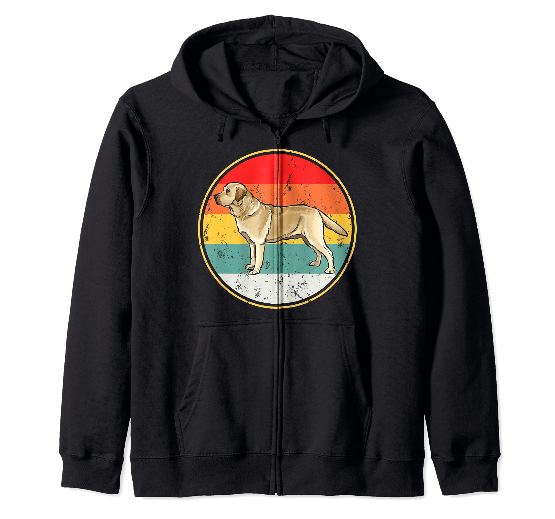 Vintage Retro Sunset Yellow Labrador Retriever Dog Zip Hoodie