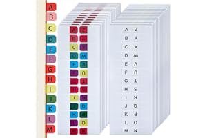 Sticky Notebook Walquicks 40 Sheets Alphabet Index Stickers, Colored Alphabetical Tab Indexes, A-Z Index Tabs, Self Adhesive 