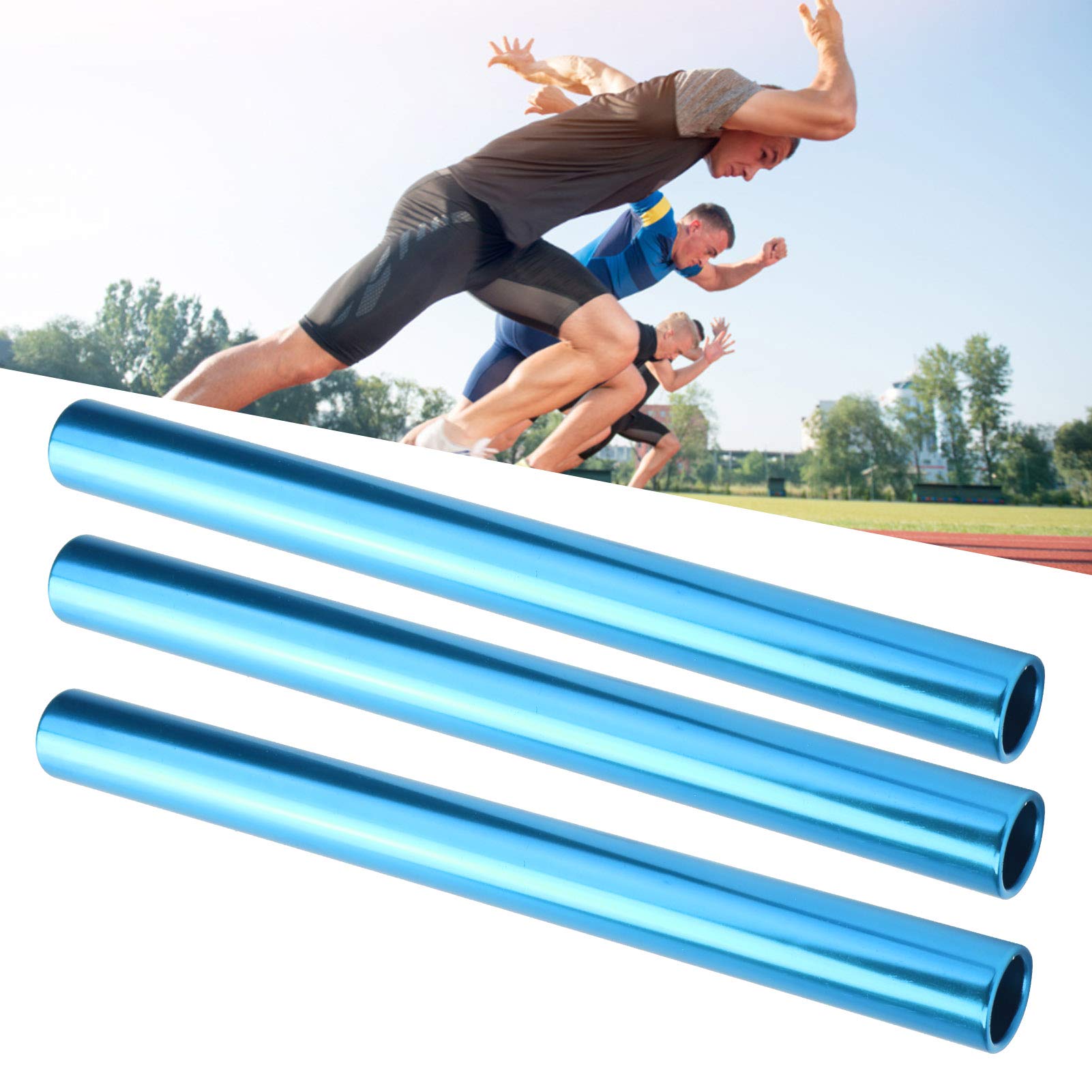 Relay Race Baton, 3 Pcs Track and Field Relay Baton Sports Relay Race Baton Track and Field Sprint Match Batons(blue)