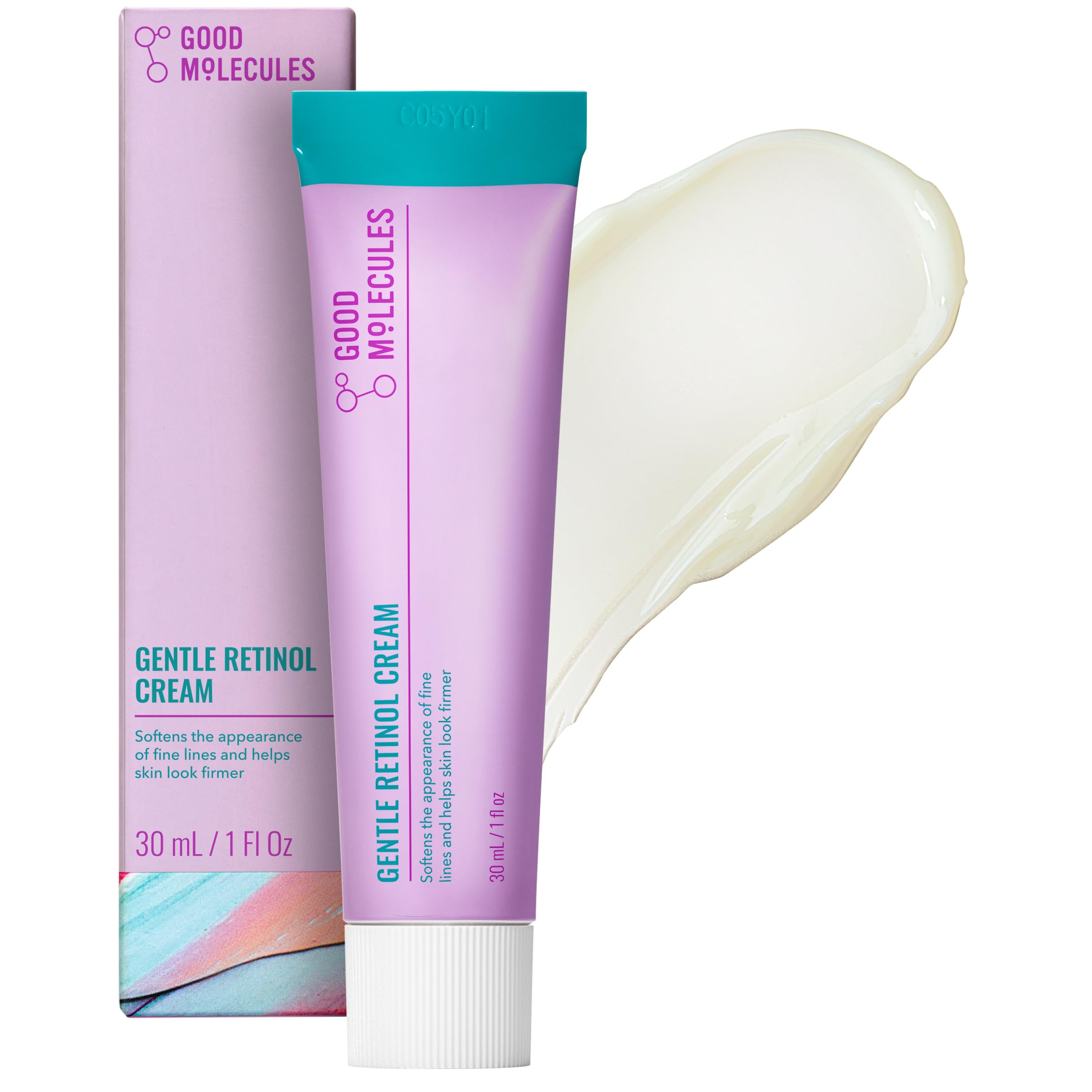 Good Molecules Gentle Retinol Cream 30ml/1oz - Night Cream With Retinol And Bakuchiol - Anti-Aging Skincare For Face Minimize Fine Lines, Wrinkles, Breakouts, Enlarged Pores, Hyperpigmentation