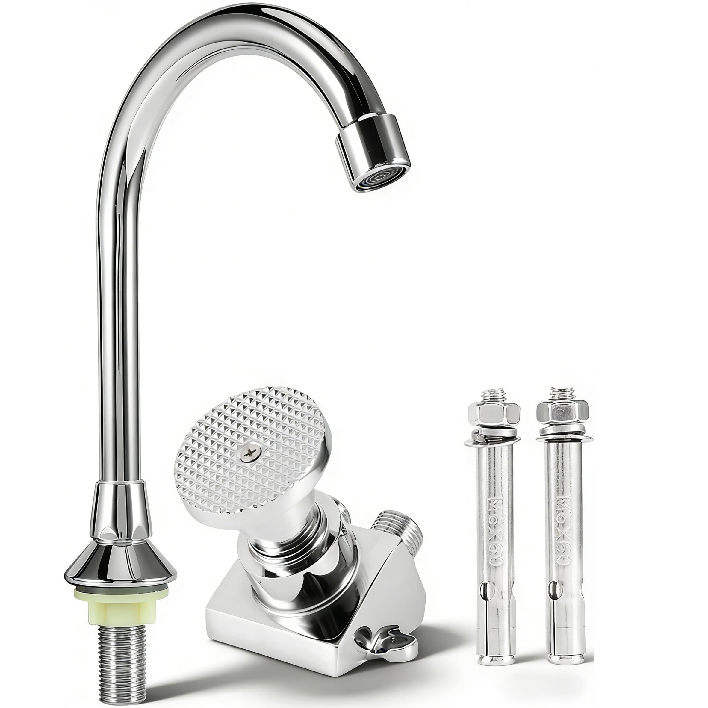 G1/2in Thread Copper Floor Mounted Foot Pedal Basin Faucet Sink Tap Set Foot Control Faucet for Hospital Laboratory Home Bathroom