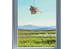 DHCGPP Tiffany Rose Dragonfly Style Stained Glass Hangers, Window Panels, Home Wall and Window Hanging Sun Catcher, Handcrafted Tiffany Enthusiast Gifts for Decoration.
