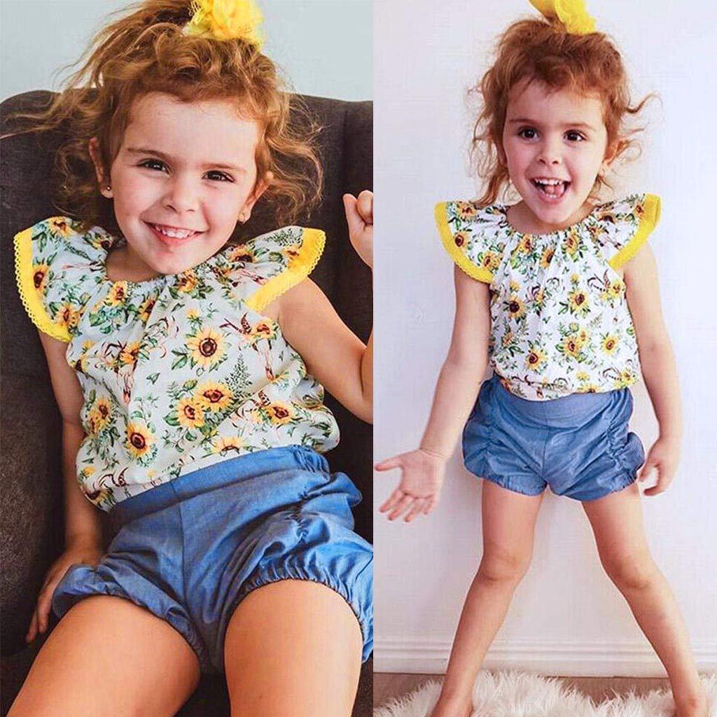 Bebe Fille 0 24m Jeans Pantalons Shorts Combi Short Bebe Fille Ete Epaule Denudee Col A Volant Mrulic Chic Ensemble De 2 Pieces Enfant Bebe Fille Haut Sans Manches Bebe Puericulture Lpe Electronics De