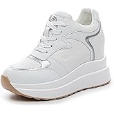 MIEHUIAI High Platform Sneakers for Women Hidden Heel Wedge Sneakers Dressy Fashion Wedge Tennis Shoes Increasing 3.94 inches