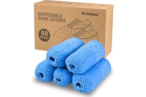 DCLOBTOP Shoe Covers Disposable Non-slip,Durable & Recyclable Booties for Shoes Covers,Foot Covers for Shoes Disposable,Stretchable Fits Up to Size 13 US Men,X-Large 50 Count