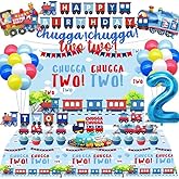 Chugga Chugga Two Two Party Supplies,Train 2nd Birthday Party Supplies,2nd Birthday Decorations For Boys,Chugga Chugga Two Two Party Decorations,