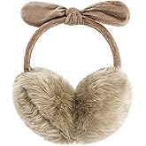 POXIMI Women Winter Earmuffs Girl Ski Adjustable Ear Covers for Cute Bow Ear Warmer Outdoor Earmuff Fleece Lining