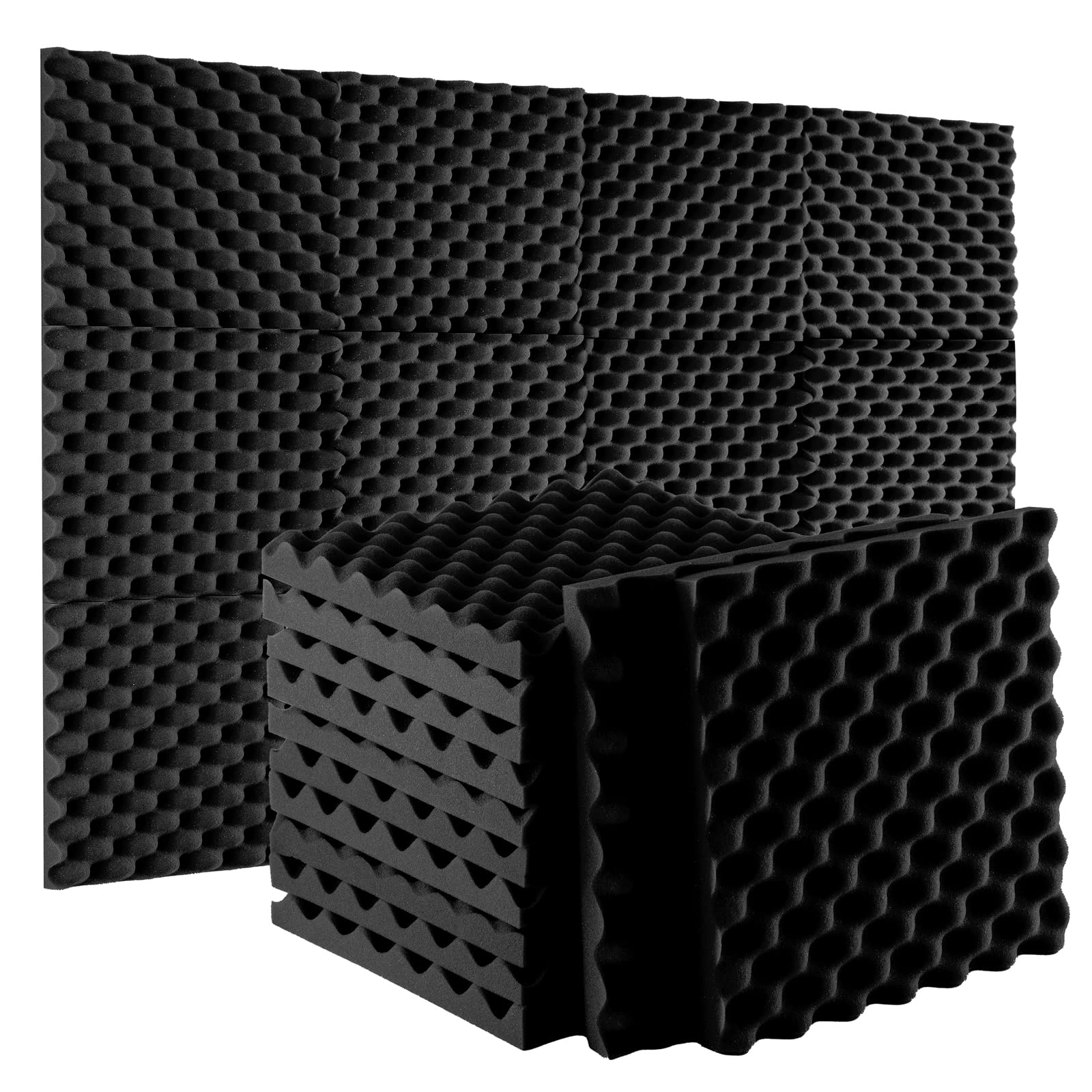 Acoustic Sound Proofing Foam Panels: 12 Pack Acoustic Foam Panels with Double Sided Tape - 1"X12"X12" Fireproof Sound Proofing Panels for Wall Recording Studio Office Home