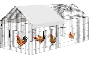 NUGRIART Metal Chicken Coop 86"×40"×40" Chicken Run with Waterproof Cover Portable Poultry Cage Walk in Hen House Outdoor Backyard Farm Animal Enclosure Crate Pet Playpen Exercise Pen for Rabbit Duck