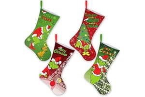 Yanleen 4 Pack Christmas Stockings, 18 Inch Large Stocking Christmas Bulk Christmas Decorations Decor Ornaments Holiday Home Indoors