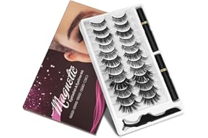 KATGE Magnetic Eyelashes and Eyeliner Kit, 12 Pairs Reusable Magnetic Lashes with Eyeliner and Tweezers, 3D Natural Look False Eyelashes, Easy to Wear, No Glue Needed (12pcs)