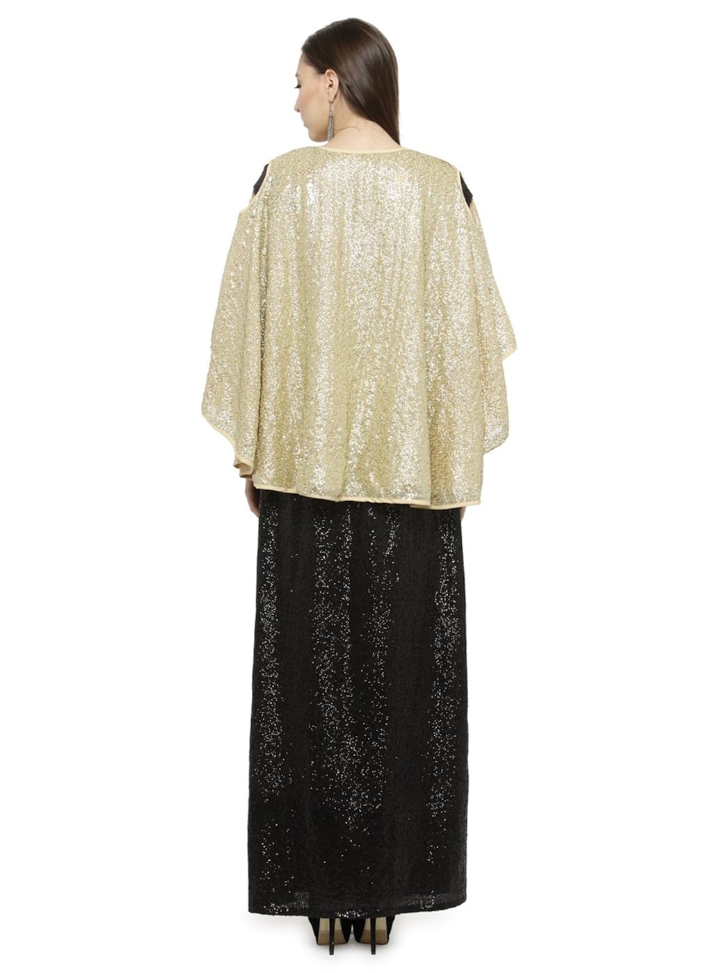 just wow black & golden sequine women's dress