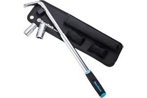 DURATECH Telescoping Lug Wrench, Wheel Wrench, with 17/19 and 21/23mm Sockets, Organizer Pouch Included