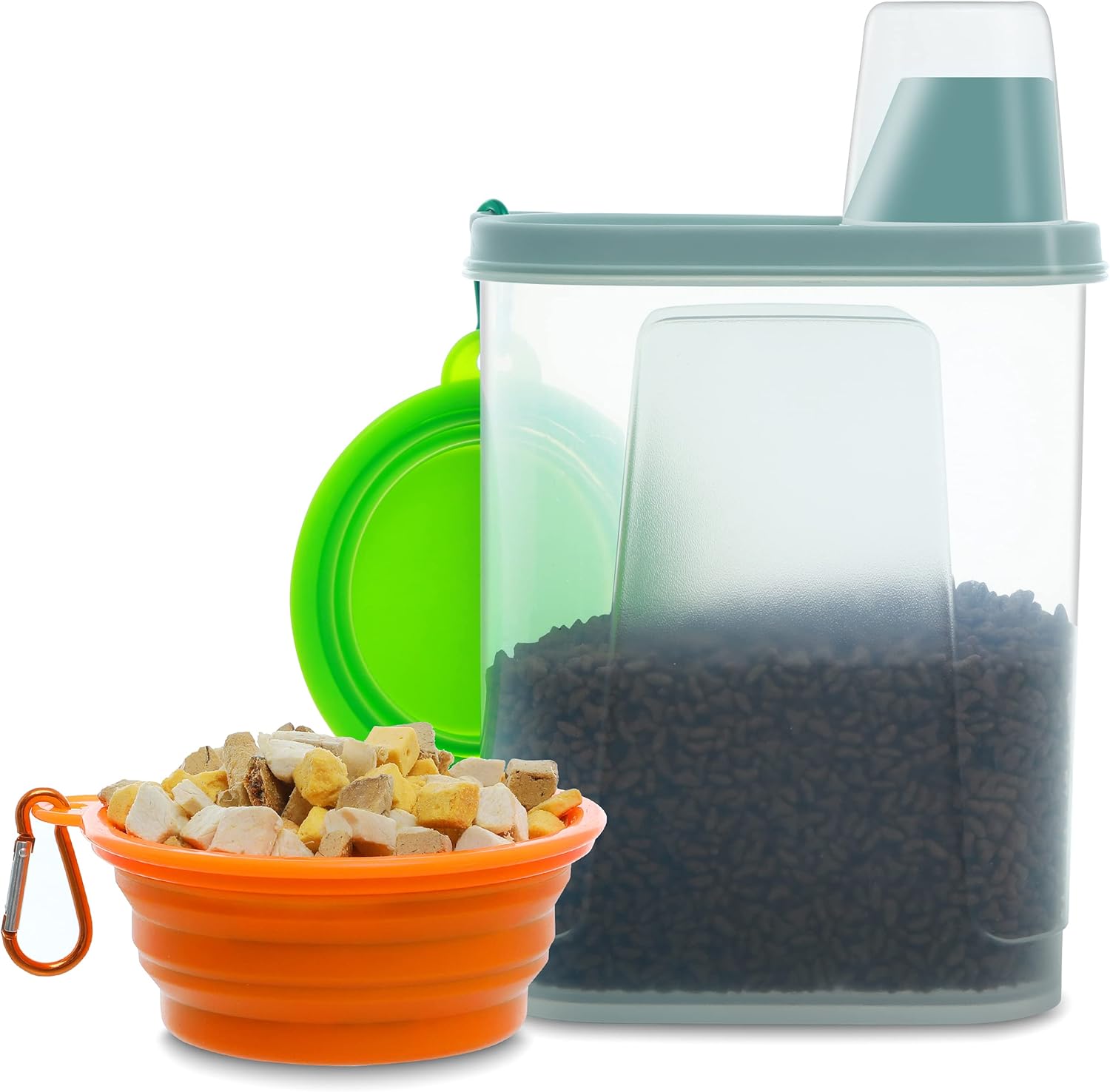Citylife 2 PCS 2.5 LB Cat Food Storage Containers Small Pet Dog Food Storage Container Airtight Pour Spout Measuring Cup Bird Dry Food Dispenser with Lid