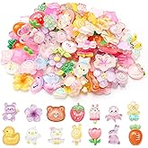 120Pcs Slime Charms Cute Junk Case Charms Kawaii Resin Charm for Phone Flatback Mixed Decoden Charm Embellishments for Crafts DIY Accessories for Junk Case Journal Scrapbooking Mini Trinkets Set