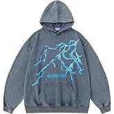 Aelfric Eden Mens Lightning Graphic Hoodies Print Oversized Unisex Streetwear Vintage Hoodie Y2k Sweatshirt Pocket Pullover