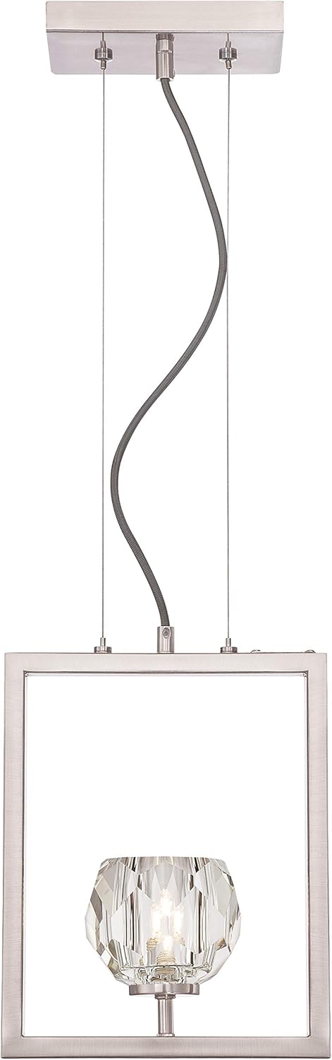 Westinghouse Lighting 63676 Zoa One-Light Indoor Pendant, Brushed Nickel Finish with Crystal Glass - Image 4