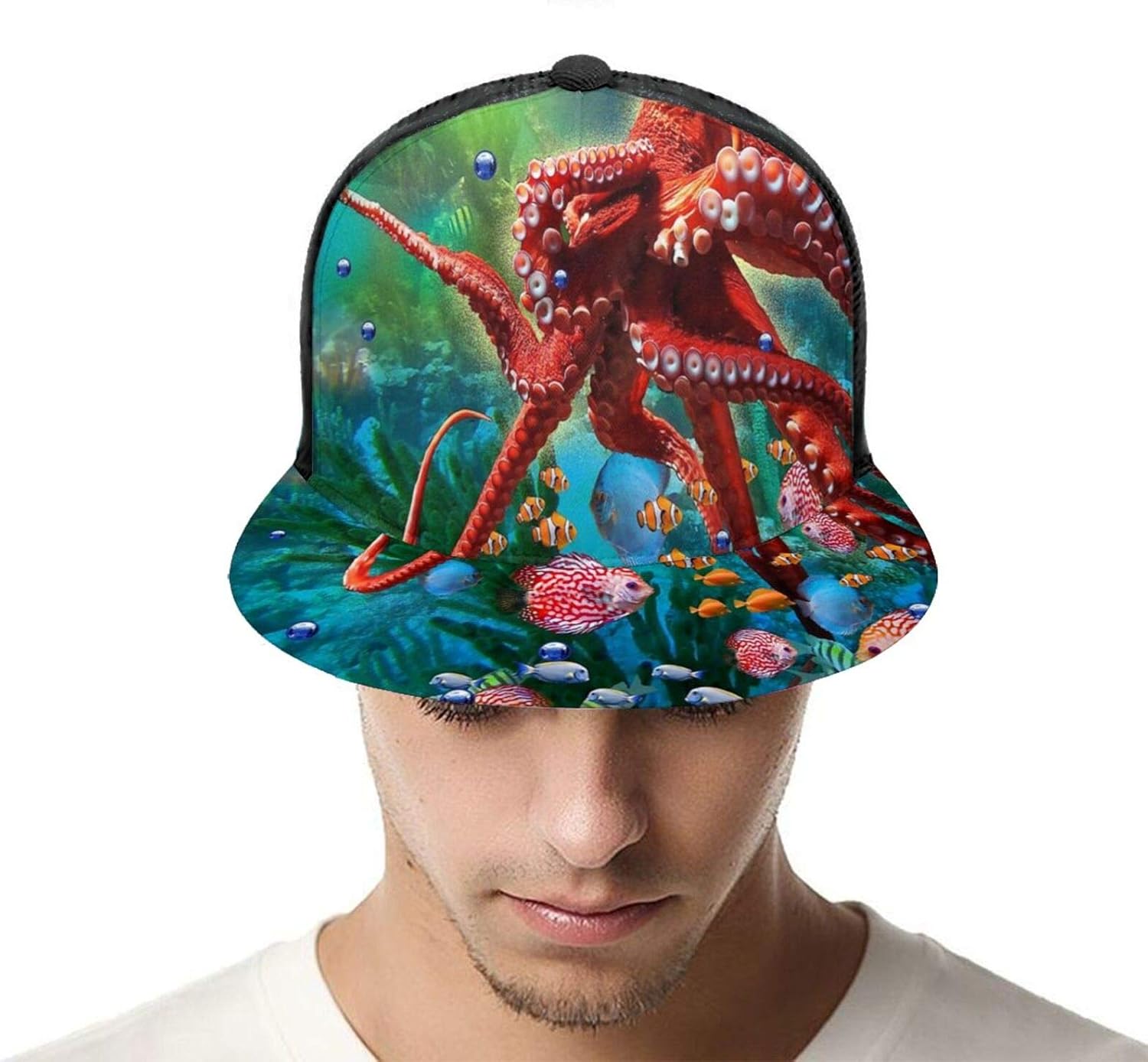 Unisex Baseball Cap Ocean Sea Red Octopus Underwater Fish Theme Caps