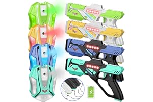 JAKMEAN Rechargeable Lase r Tag Set with Vests, Upgrade Lase r Tag Guns Set of 4, Multi Player Lase r Tag Set for Kids Toy for Teen Boys & Girls, Indoor&Outdoor Toy Gift,Ages 8+,Black+White