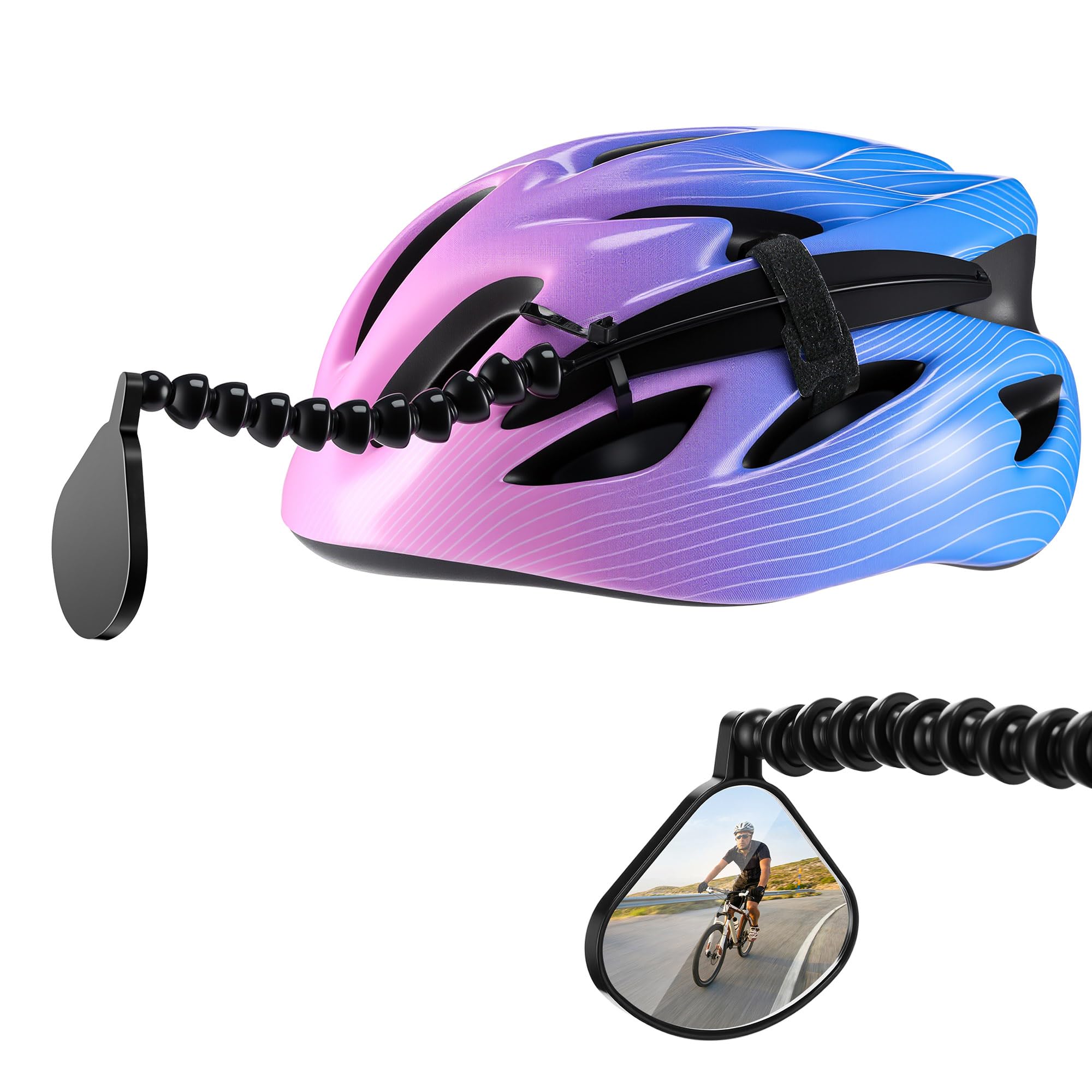Photo 1 of Bike Helmet Mirror for Cycling, 360° Adjustable Flat Rear View for Helmet, Lightweight Bicycle Mirror for Biking, Fits Vented Helmets, MTB Long Distance Road Use, Cycling Safety Accessory