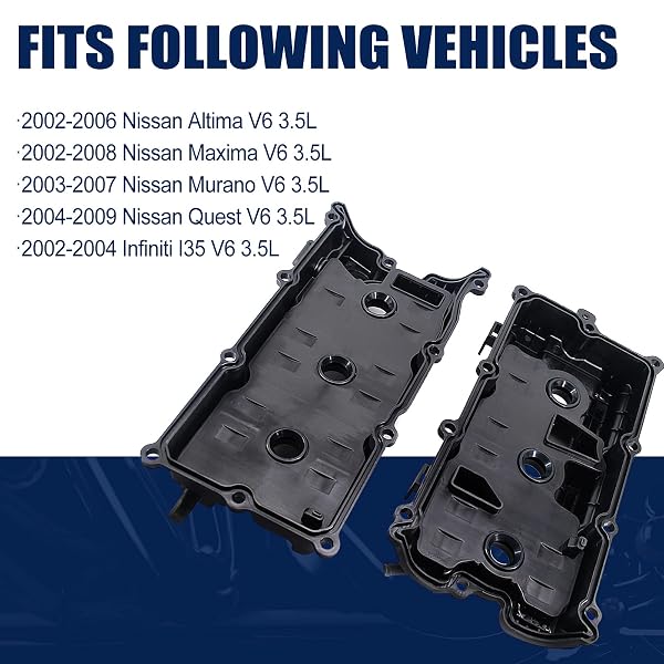 ENGINE VALVE COVERS LEFT & RIGHT COMPATIBLE WITH 2002-2004 INFINITI I35 2002-2006 NISSAN ALITMA 2002-2008 MAXIMA 2003-2007 MURANO QUEST 13264-7Y000 13264-8J102 13624-7Y010 13264-8J113
