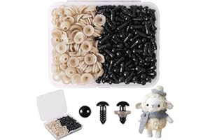 Vanblue Safety Eyes 260PCS 6mm Plastic Black Craft Eyes with Washers Teddy Bear Eyes for Amigurumi Stuffed Animals Crochet Toys Crafts Making Halloween Decorations