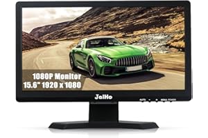 JaiHo 15.6 Inch 60Hz Computer Monitor - 1920×1080P Widescreen Display Screen - 16:9 Office PC Monitor with Multifunctional Input - Gaming Monitor for Gaming CCTV Raspberry Pi PC - VESA Mounting